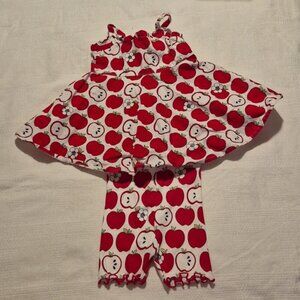 Gymboree girls size 3-6 months apple dress EUC with matching bike shorts Nwot